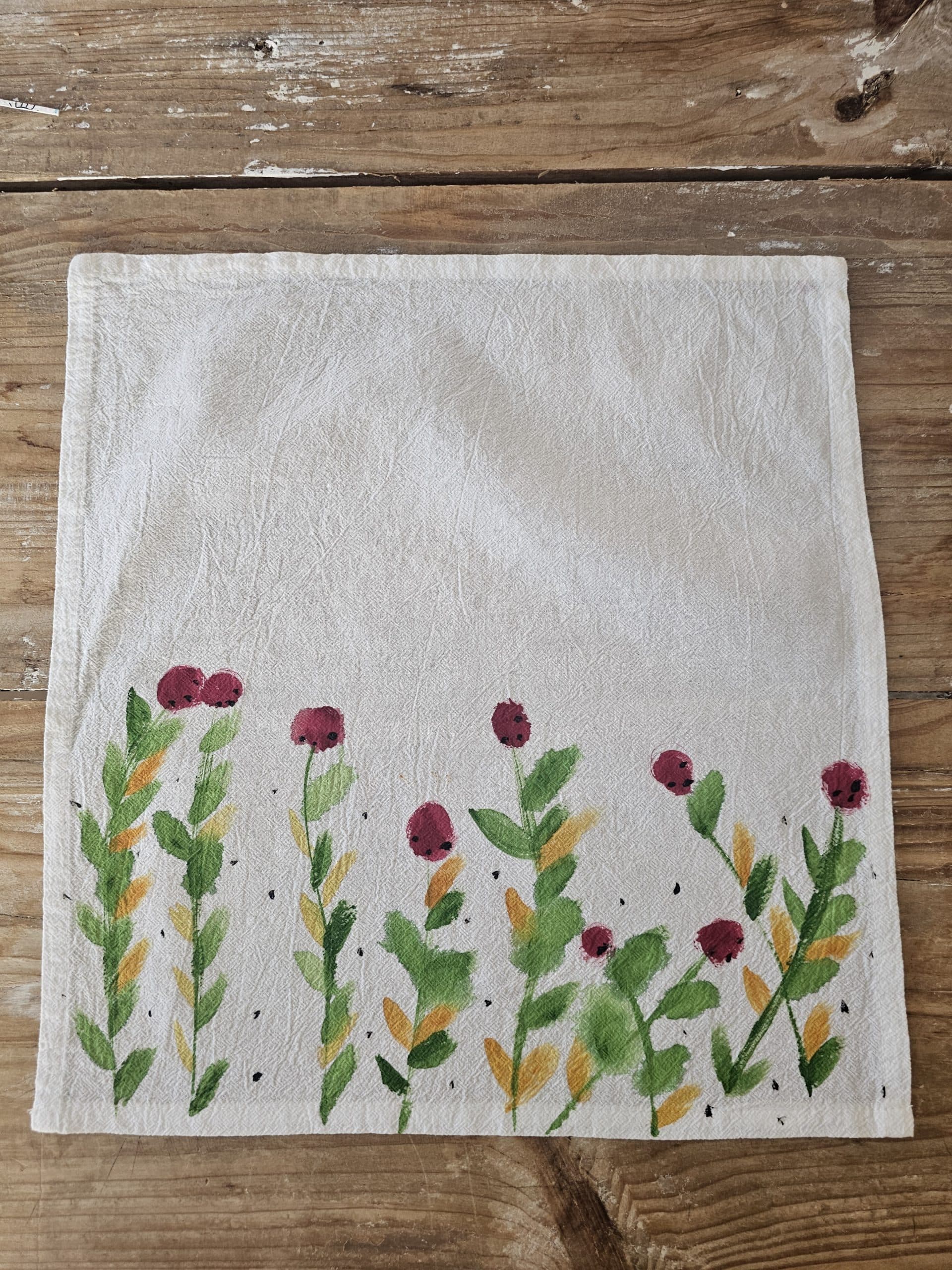Set de 2 Servilletas de Algodón 100% Pintadas a Mano – Diseño Amapolas (40x40 cm) · 03