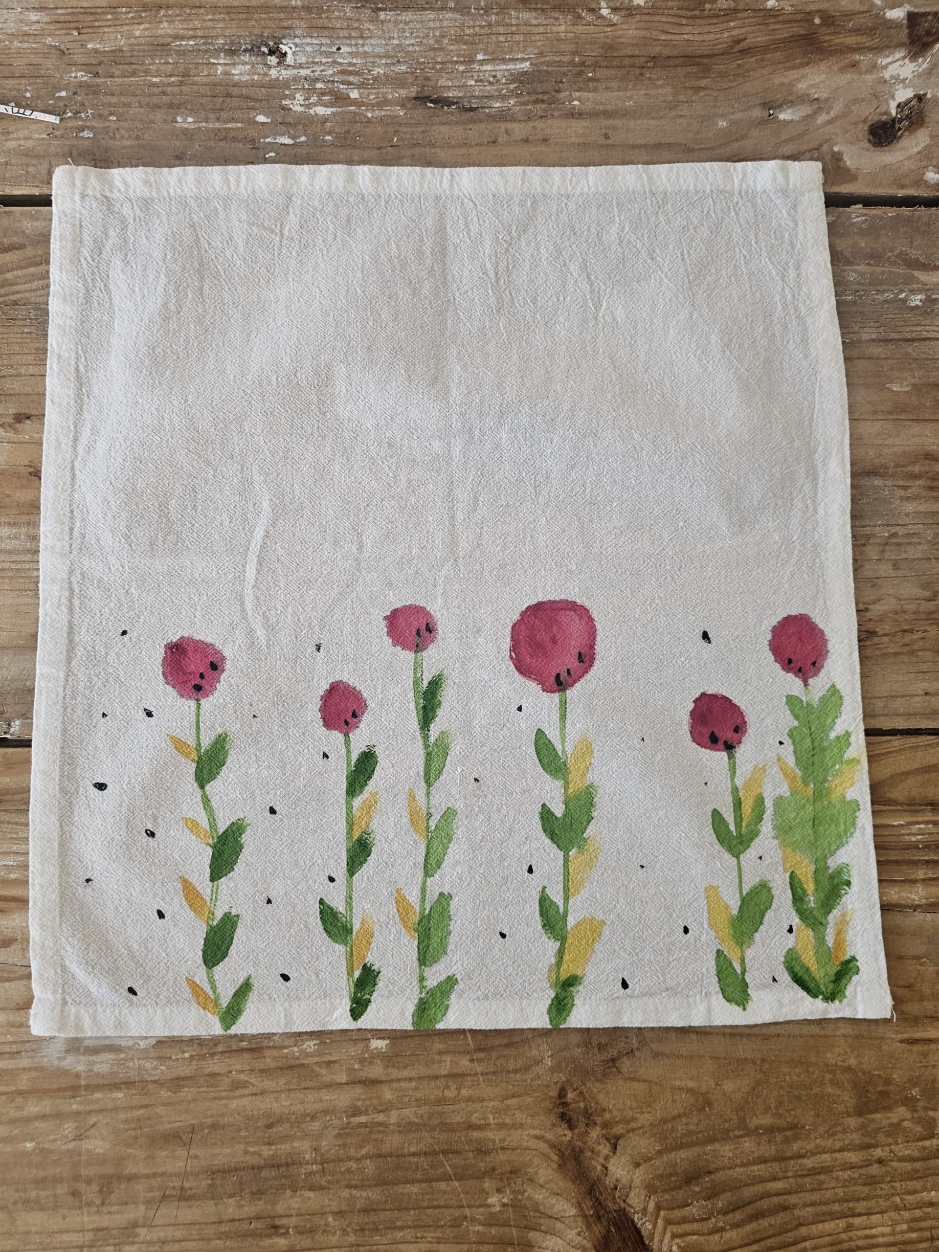 Set de 2 Servilletas de Algodón 100% Pintadas a Mano – Diseño Amapolas (40x40 cm) · 02