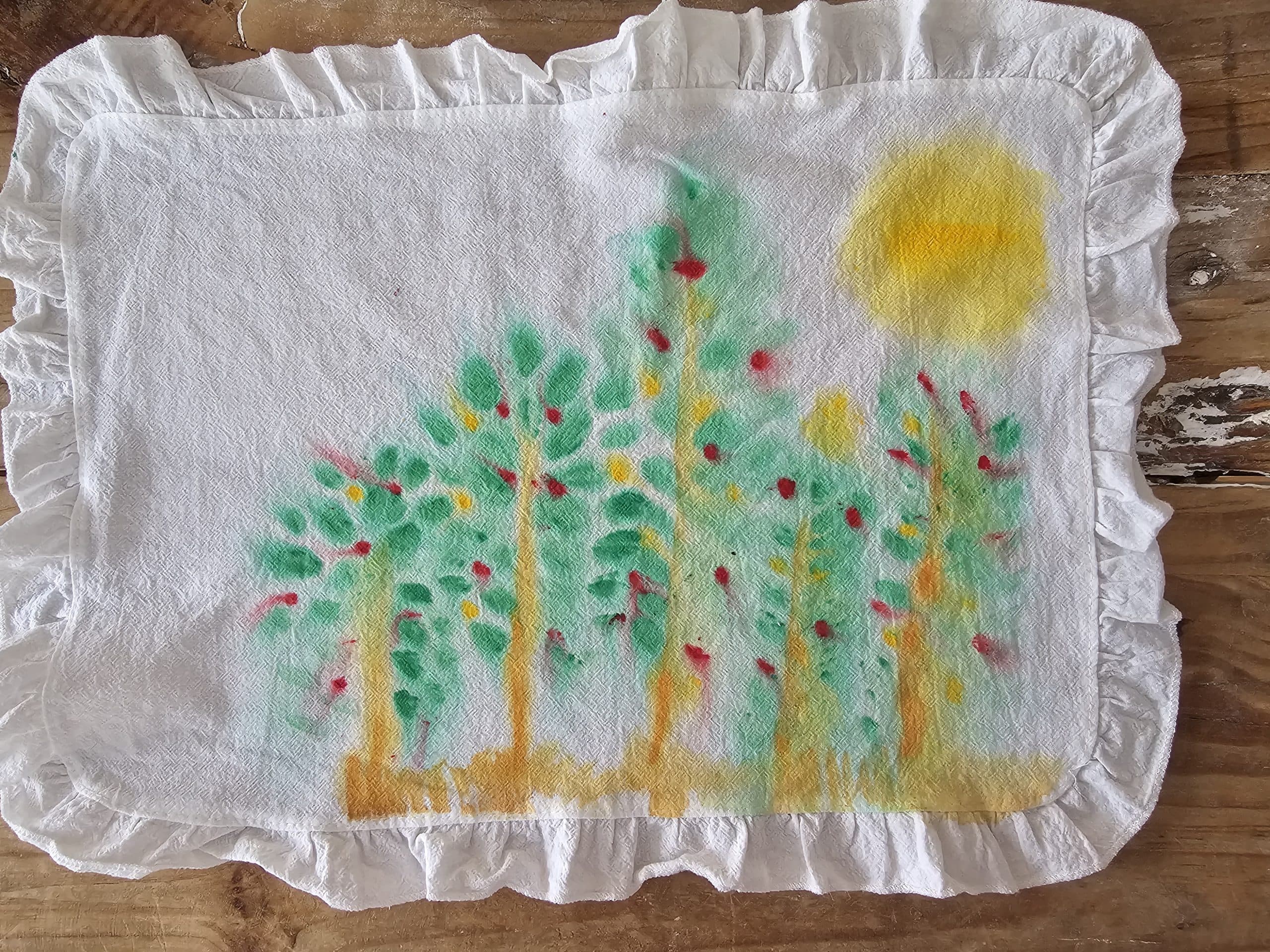 Set de 2 manteles unipersonales de Algodón 100% Pintadas a Mano – Diseño  bosque amarillo · 02