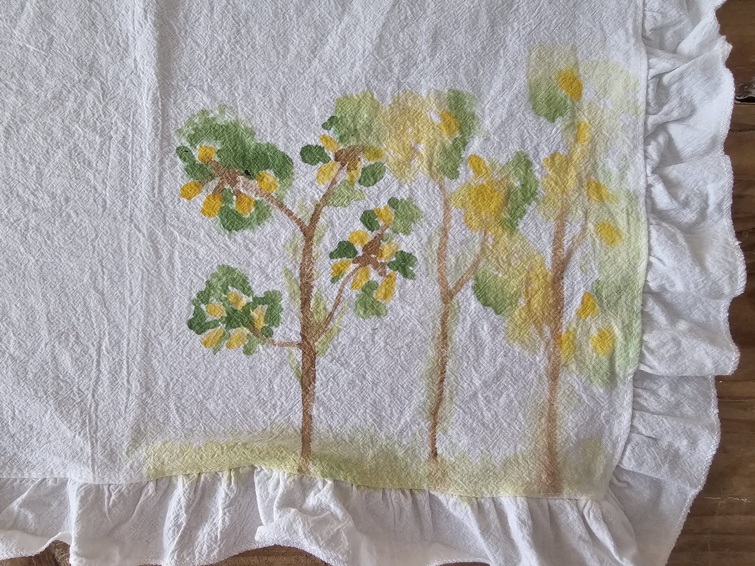 Set de 2 manteles unipersonales de Algodón 100% Pintadas a Mano – Diseño  bosque amarillo · 03