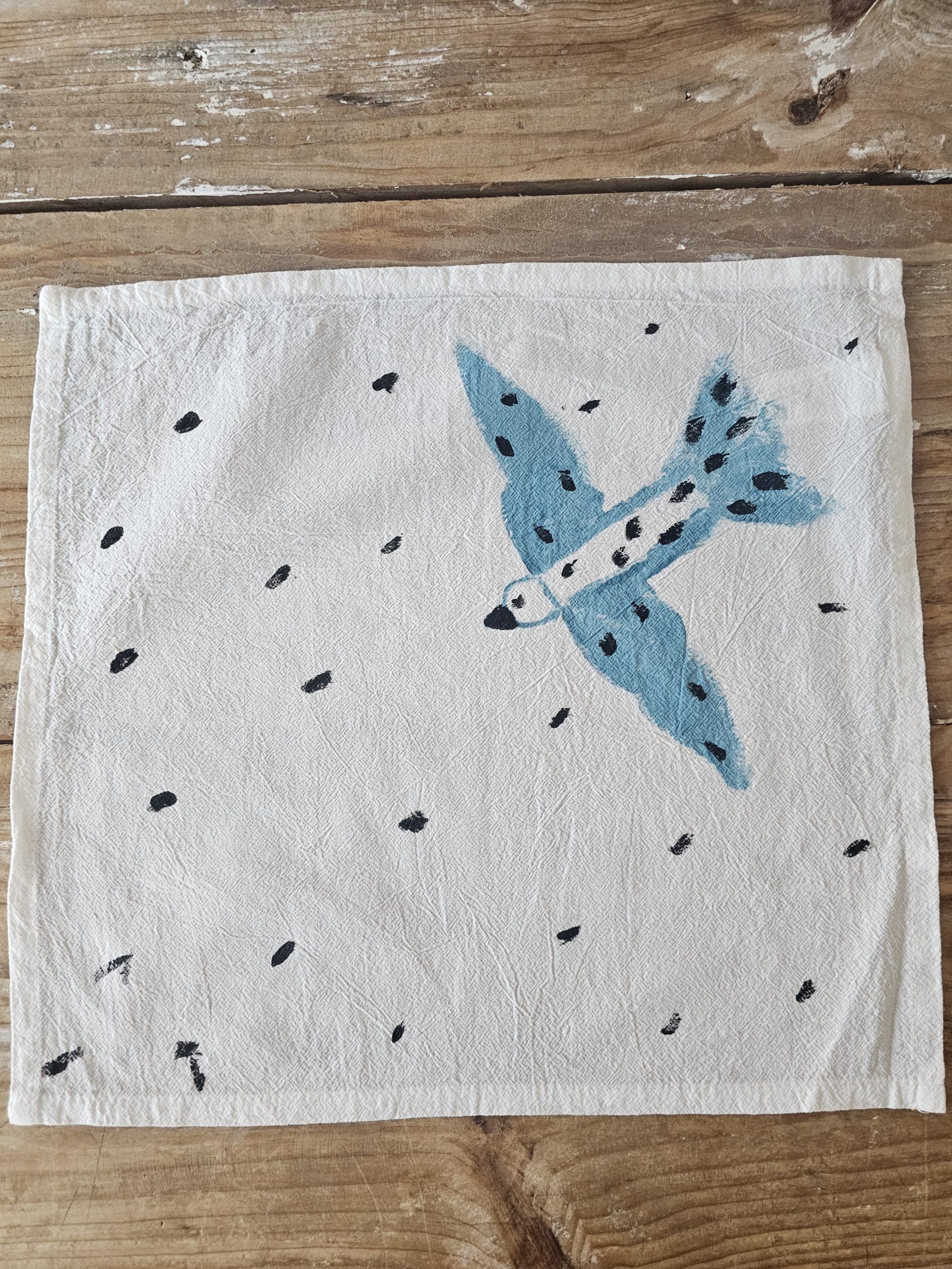 Set de 2 Servilletas de Algodón 100% Pintadas a Mano – Pajaros (40x40 cm) · 02