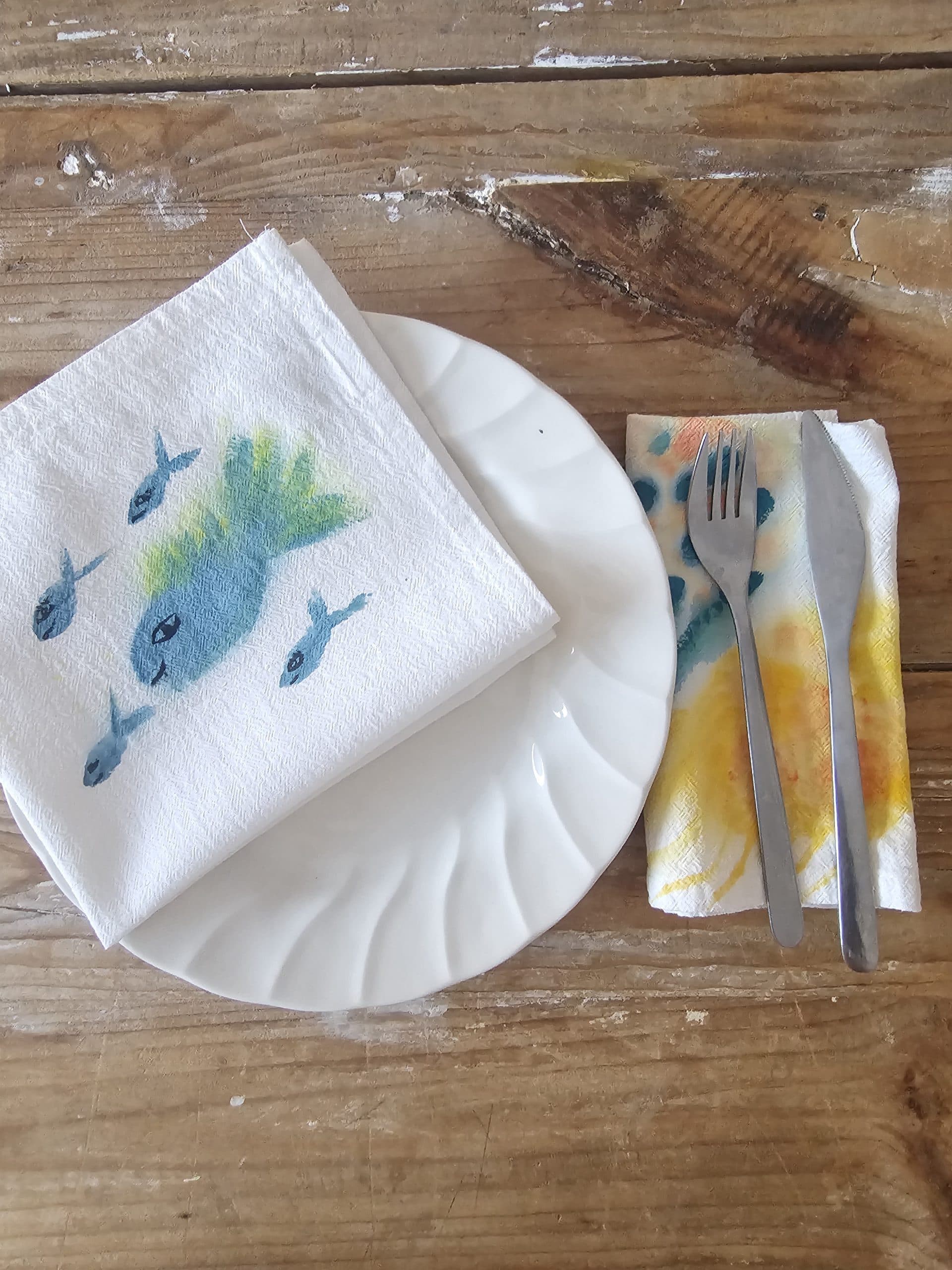 Set de 2 Servilletas de Algodón 100% Pintadas a Mano – Diseño Medusa(40x40 cm) · 02